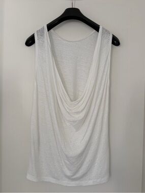 Zara Women's White Linen Draped Back Tank Top